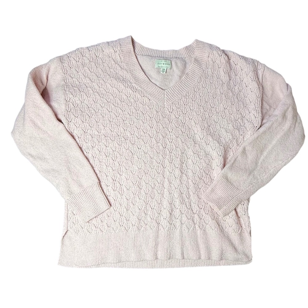 Lucky Brand Pink Textured V Neck Long Sleeve Sweater M/M